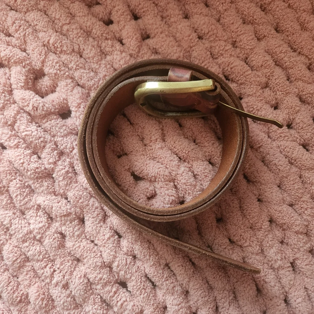 Patricia Nash Brown Leather Belt with Gold Buckle